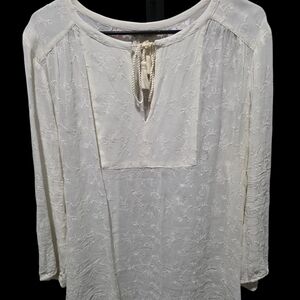 Lucky Brand White Embroidered Peasant Tunic